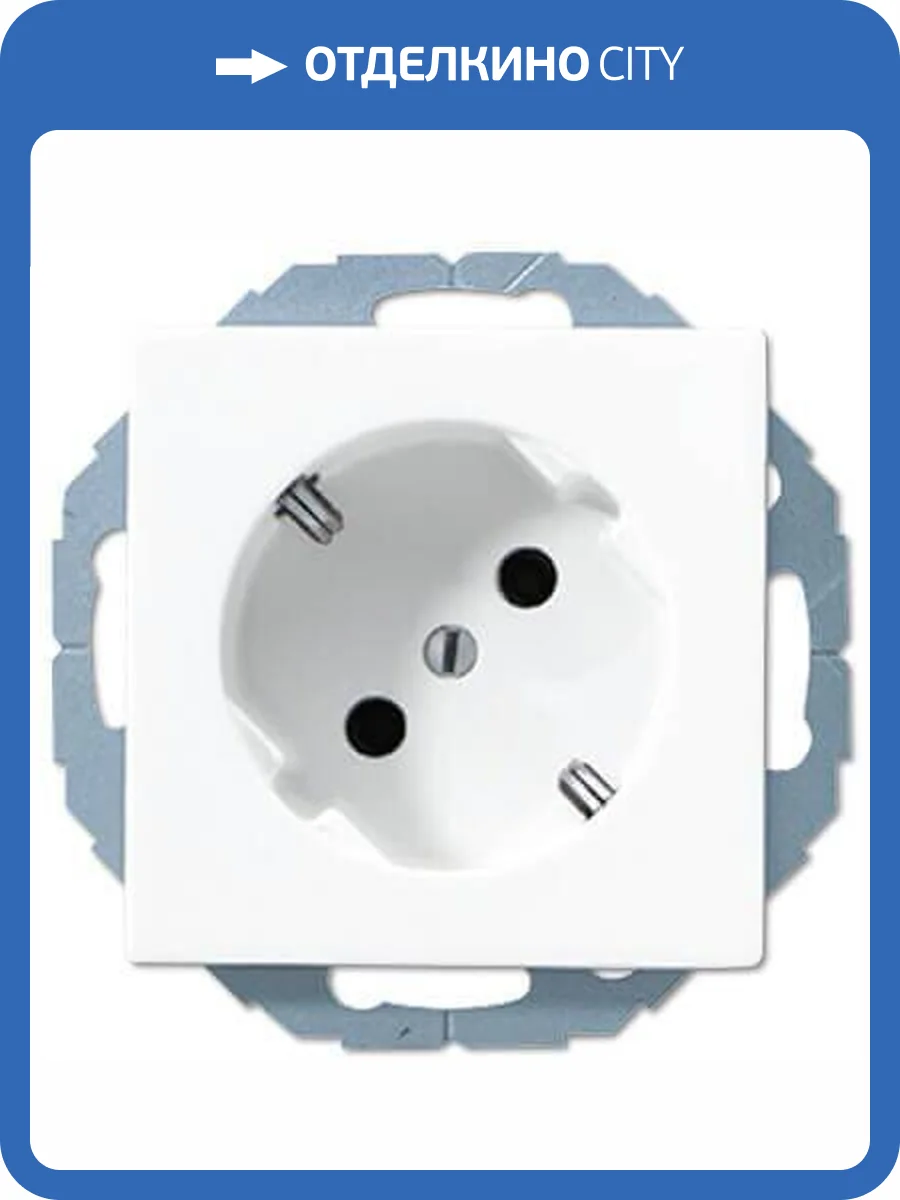 Розетка с заземлением наклонная 45 градусов Jung A 500 белая A520-45KIWW фото 2
