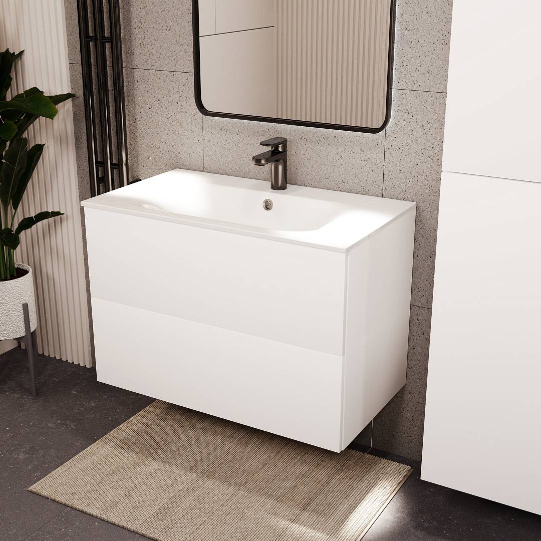 Тумба с раковиной Terminus Aurora AUR10802900301O белый, 80x62