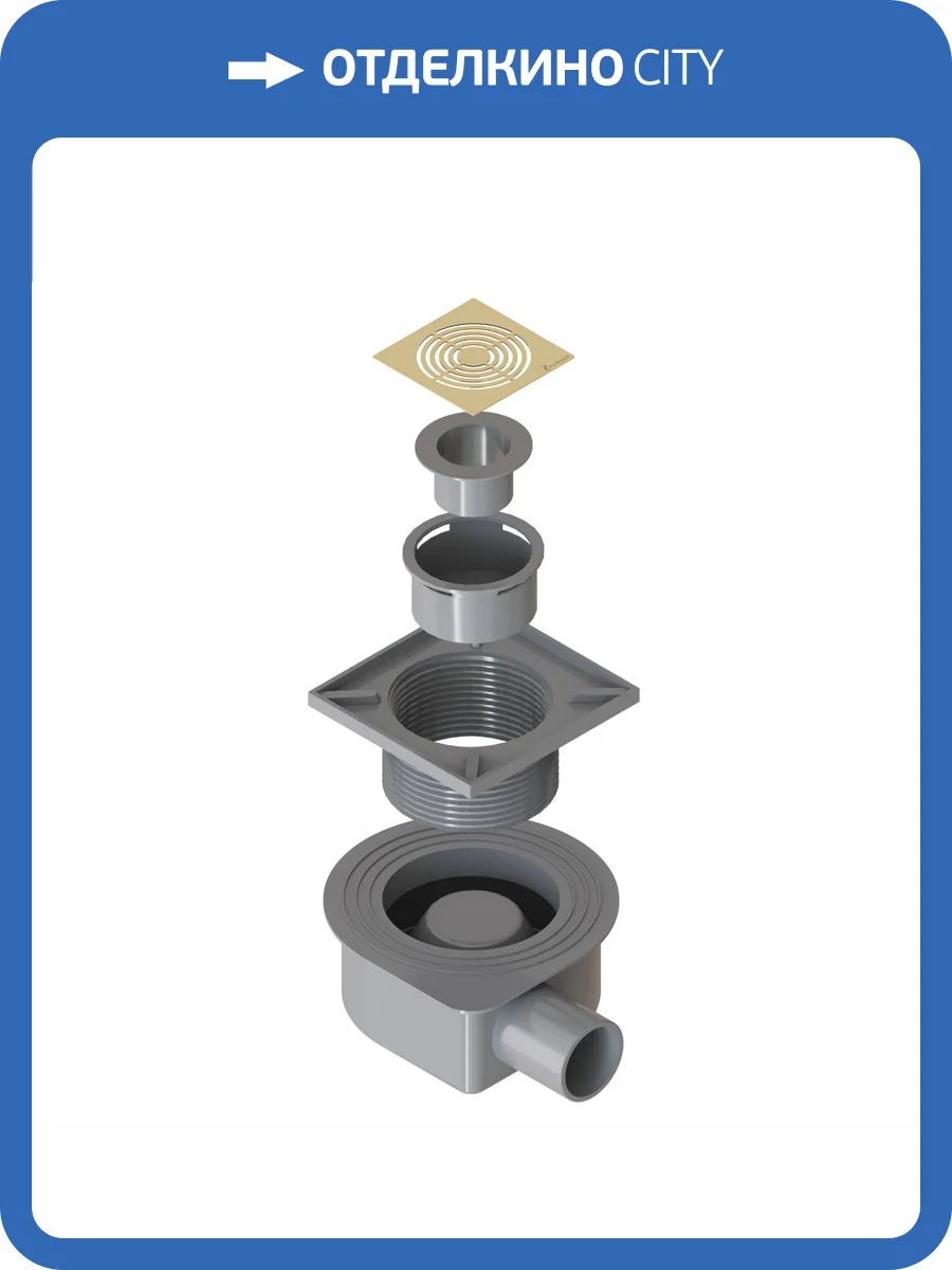 Душевой трап Boheme Smart design 984-10-G 10x10 см, нерж.сталь золото фото 2