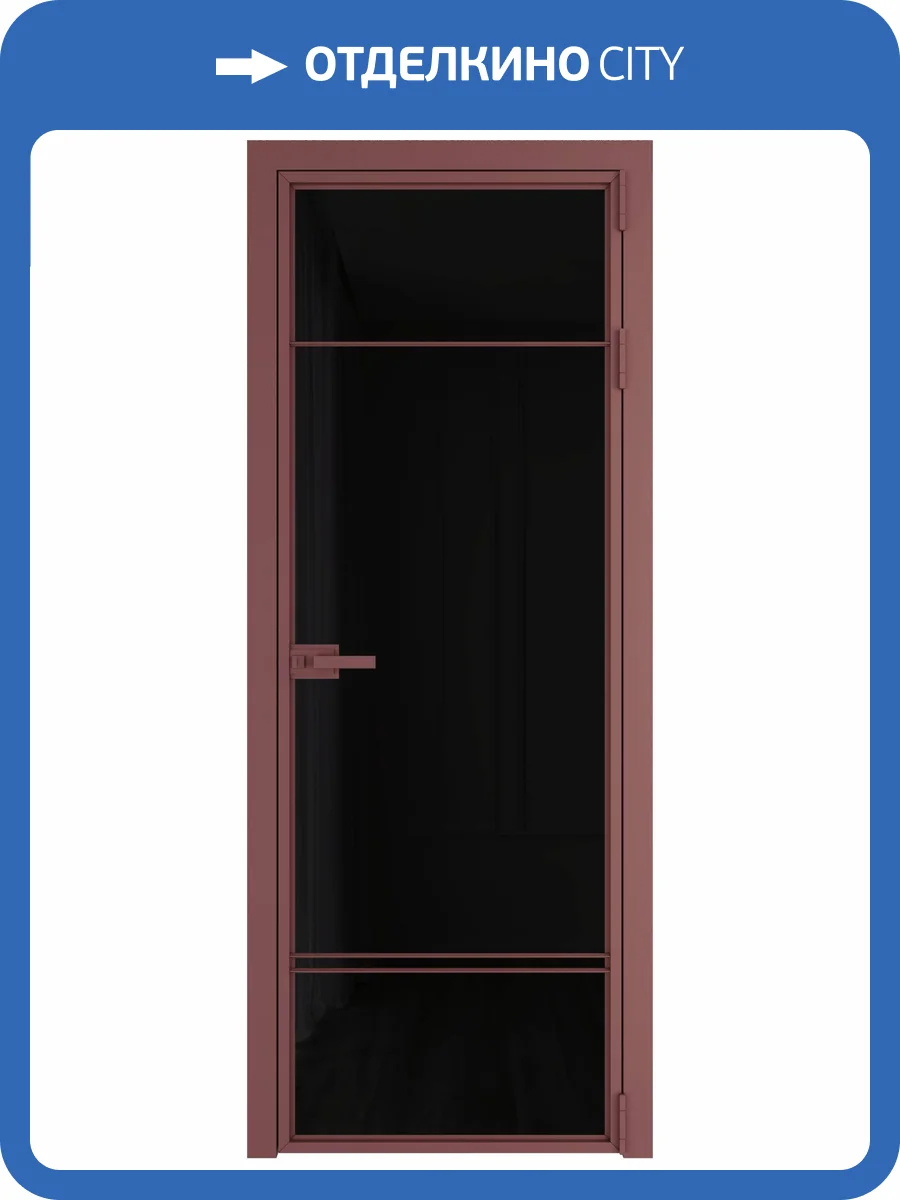 Межкомнатная дверь Profil Doors 4 AX цвет профиля Красный антрацит, стекло безопасное 6 мм черный триплекс 600x2000 фото 2