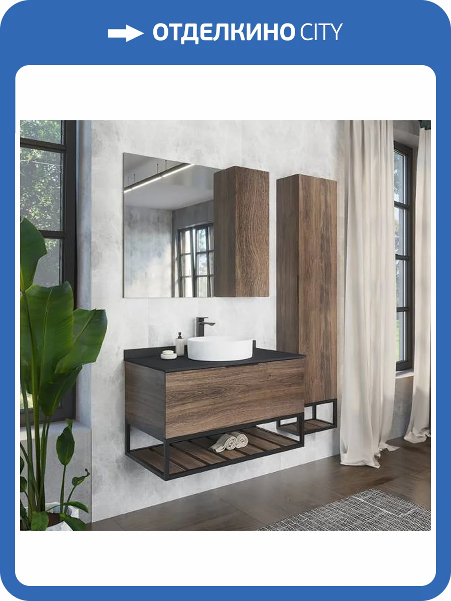 Зеркало-шкаф Comforty Порто-90 00-00009232 дуб темный-коричневый фото 6