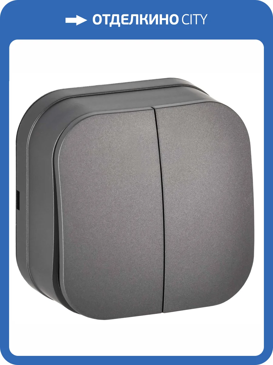 Выключатель 2-клавишный IEK Glory EVH20-K46M-10 сталь матовый фото 3