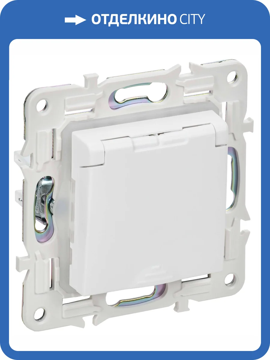 Розетка 1-местная с заземлением, шторками и крышкой IEK Skandy SK-R16-16-44-K01 арктический белый фото 7