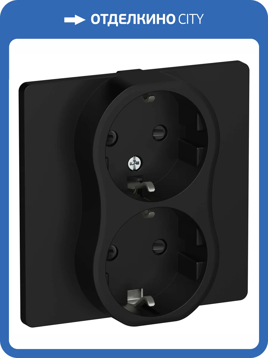 Розетка 2-местная с заземлением и шторками IEK Flite FI-R24C-16-1-K02 черный фото 2