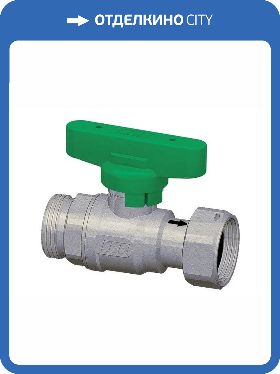 Кран шаровой FAR хромир.с обратн. крапаном, 3/4 НР-накидн.гайка, (бабочка, зелен.) фото 2