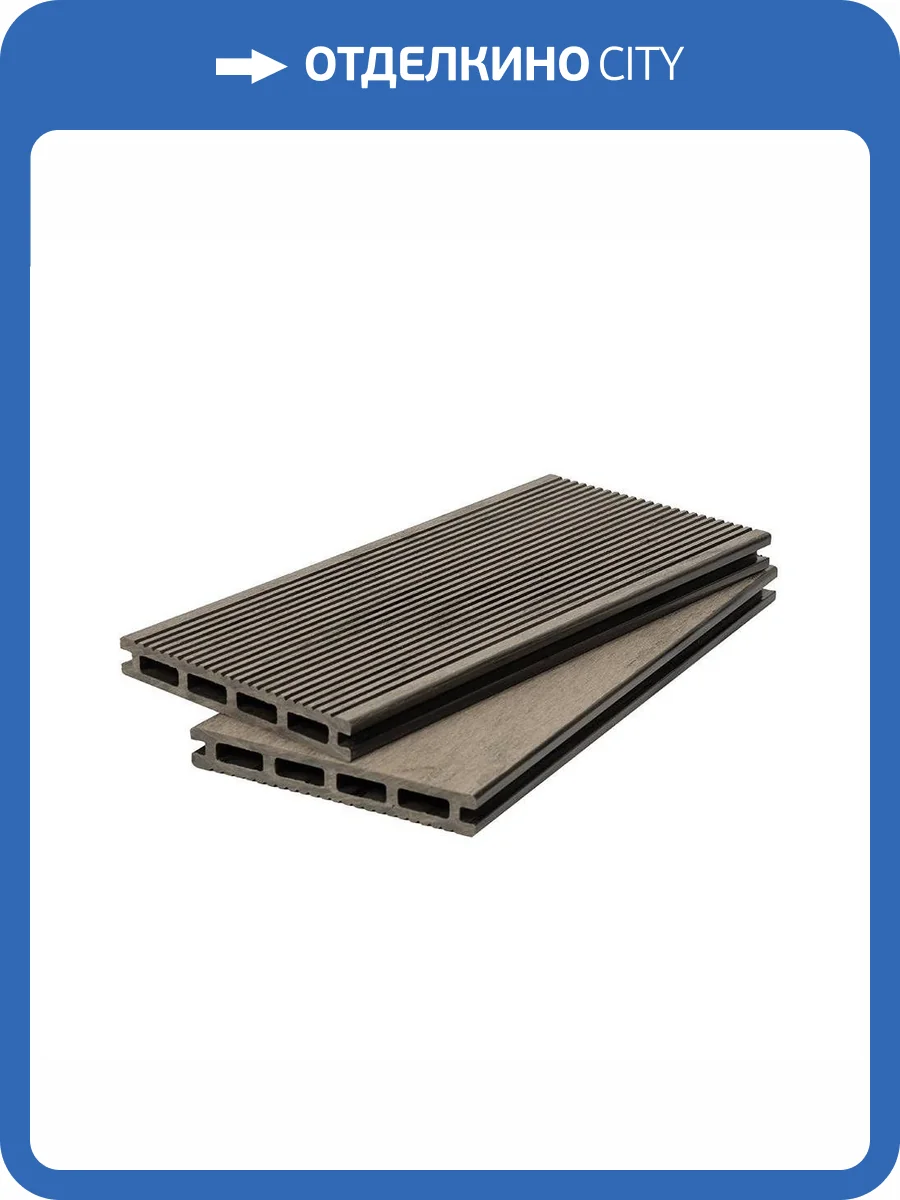 Террасная доска Polivan Group Denpasar Velvet + Brushing Mix Пустотелая Серый ДПК 2900x140x20 фото 2