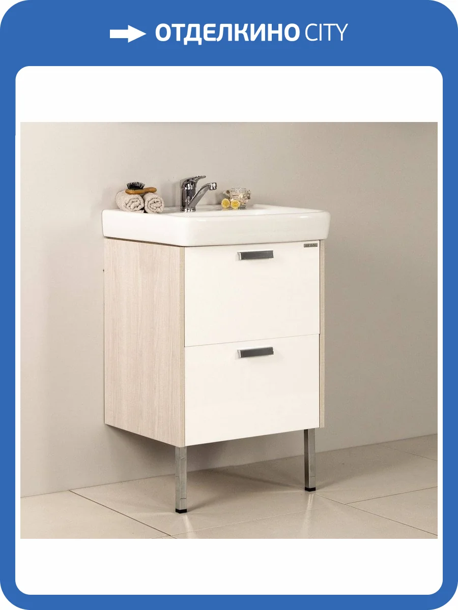 Тумба с раковиной AQUATON Йорк 55 белый/ясень фабрик фото 8