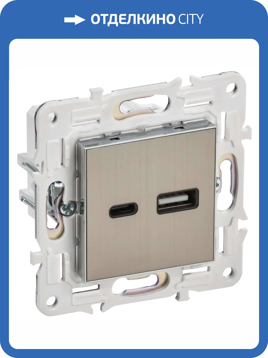 Розетка USB type A+C IEK Skandy SK-U22-D31-K50 никель фото 7