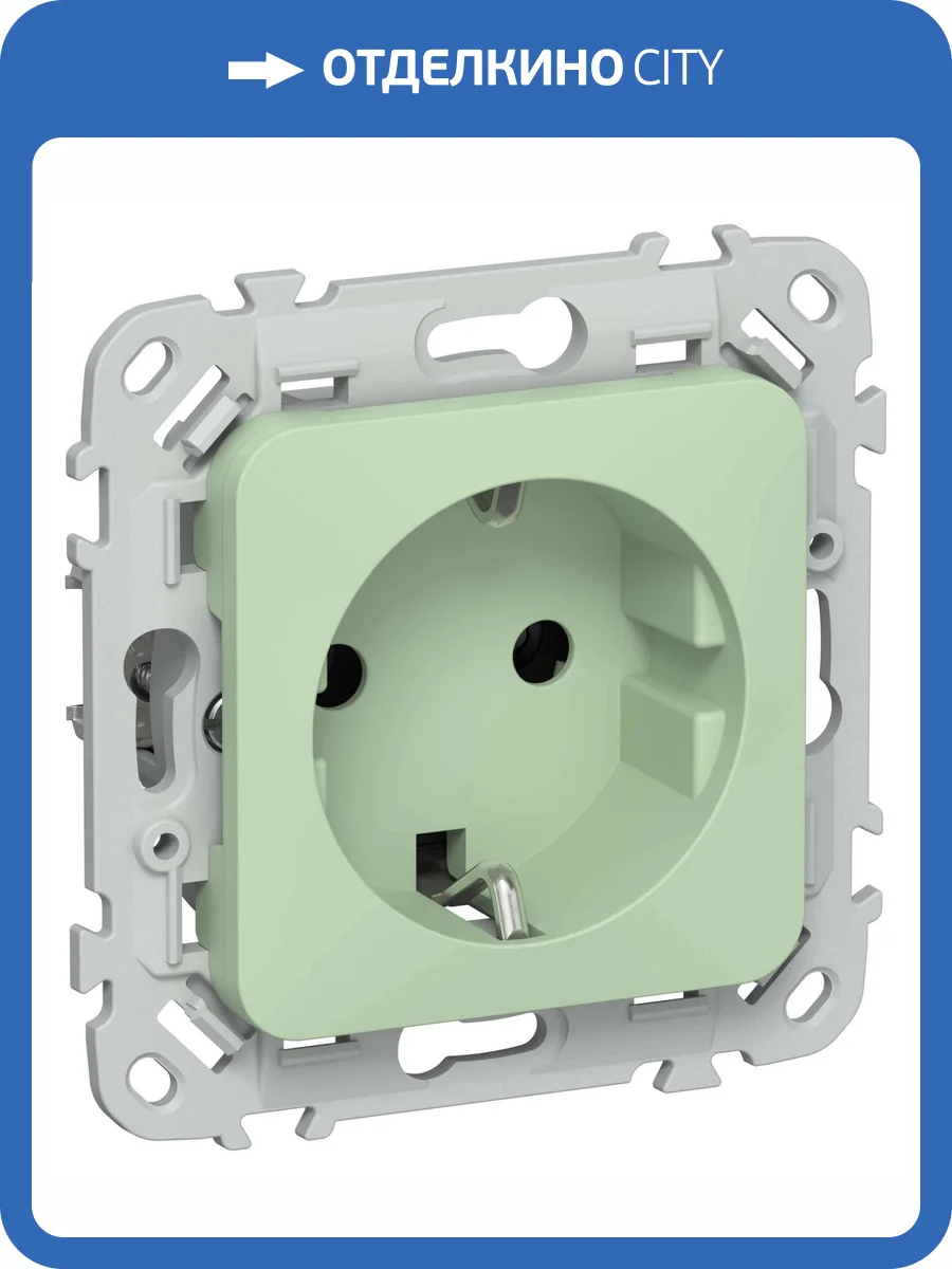 Розетка 1-местная с заземлением IEK Flite FI-R11-16-1-K93 фисташковый фото 2
