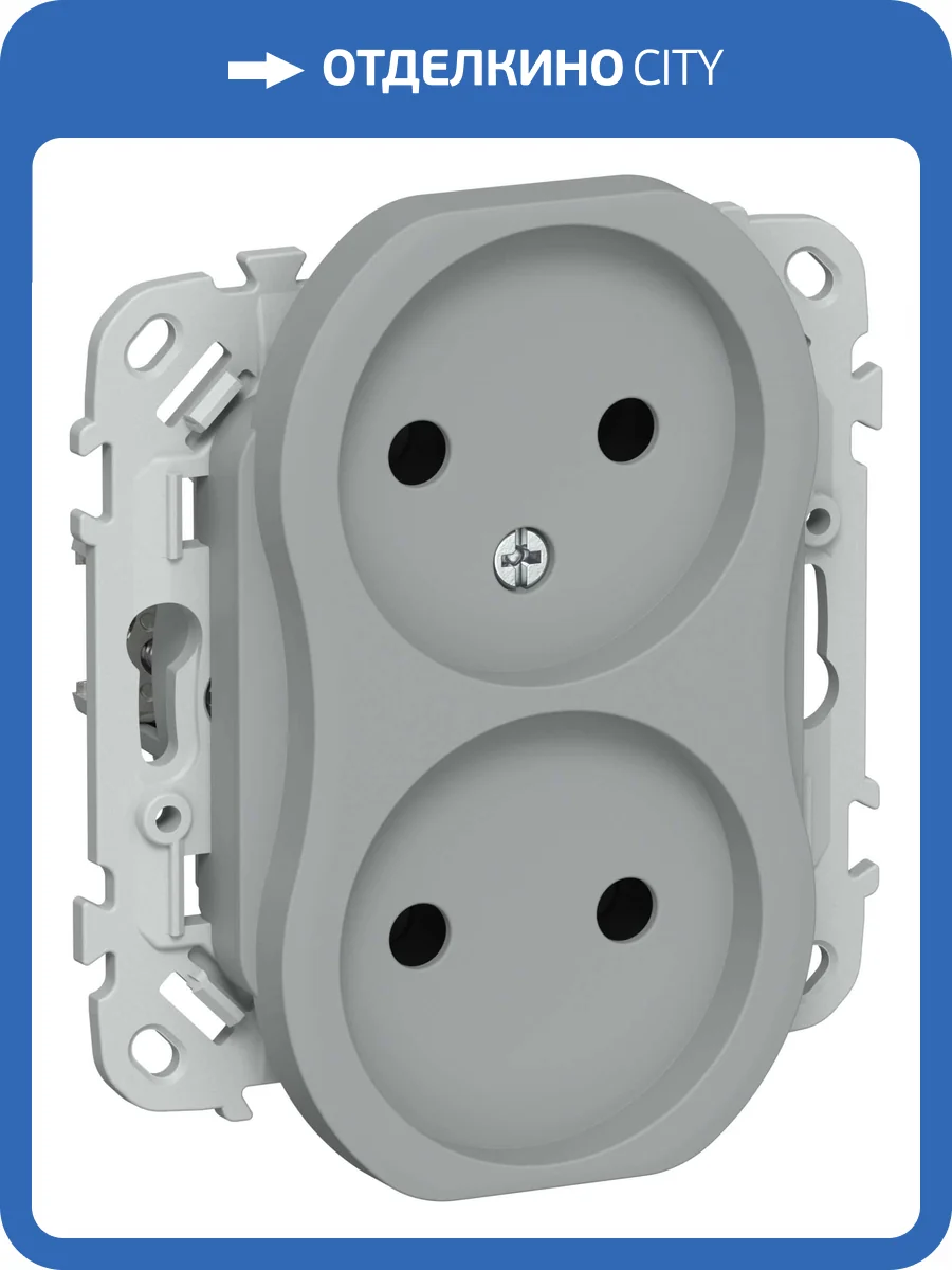 Розетка 2-местная IEK Flite FI-R20-10-K03 серый фото 2