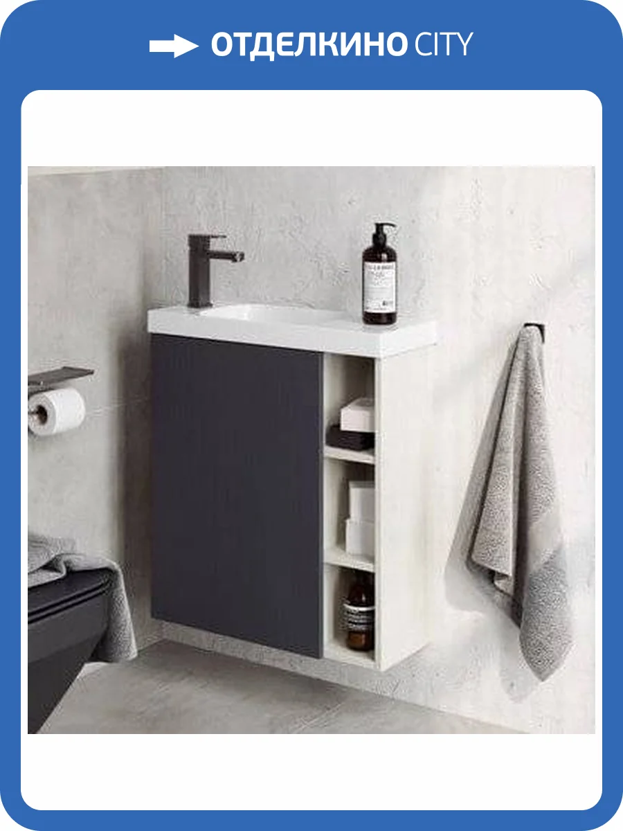 Тумба с раковиной Aqwella Alba 60 L, подвесная, светлый камень фото 3