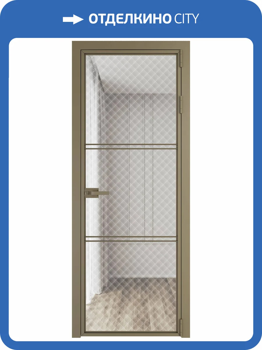 Межкомнатная дверь Profil Doors 3 AX цвет профиля Шампань, стекло безопасное 6 мм ромб белый 800x2000 фото 2