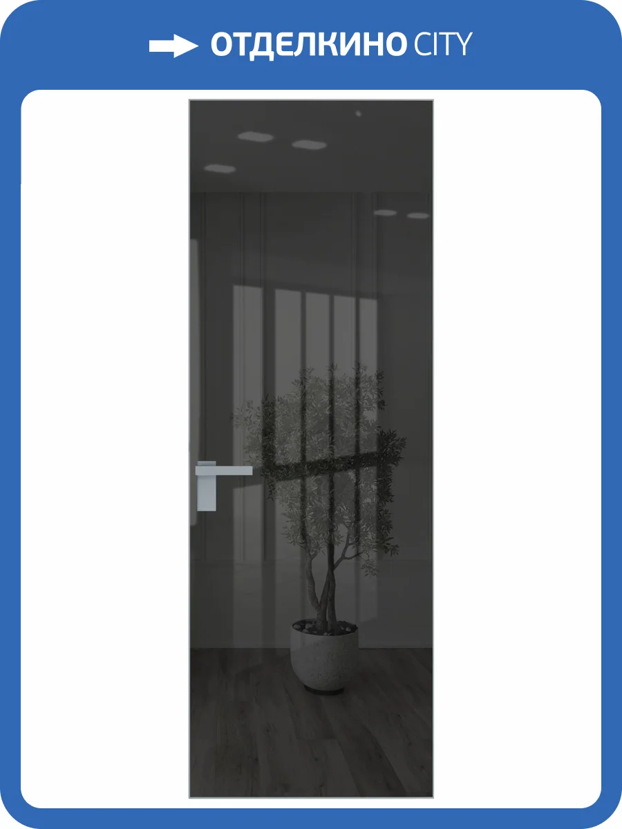 Межкомнатная дверь Profil Doors 1 AGK цвет профиля Матовый, стекло безопасное 4 мм зеркало серое 800x2000 фото 2