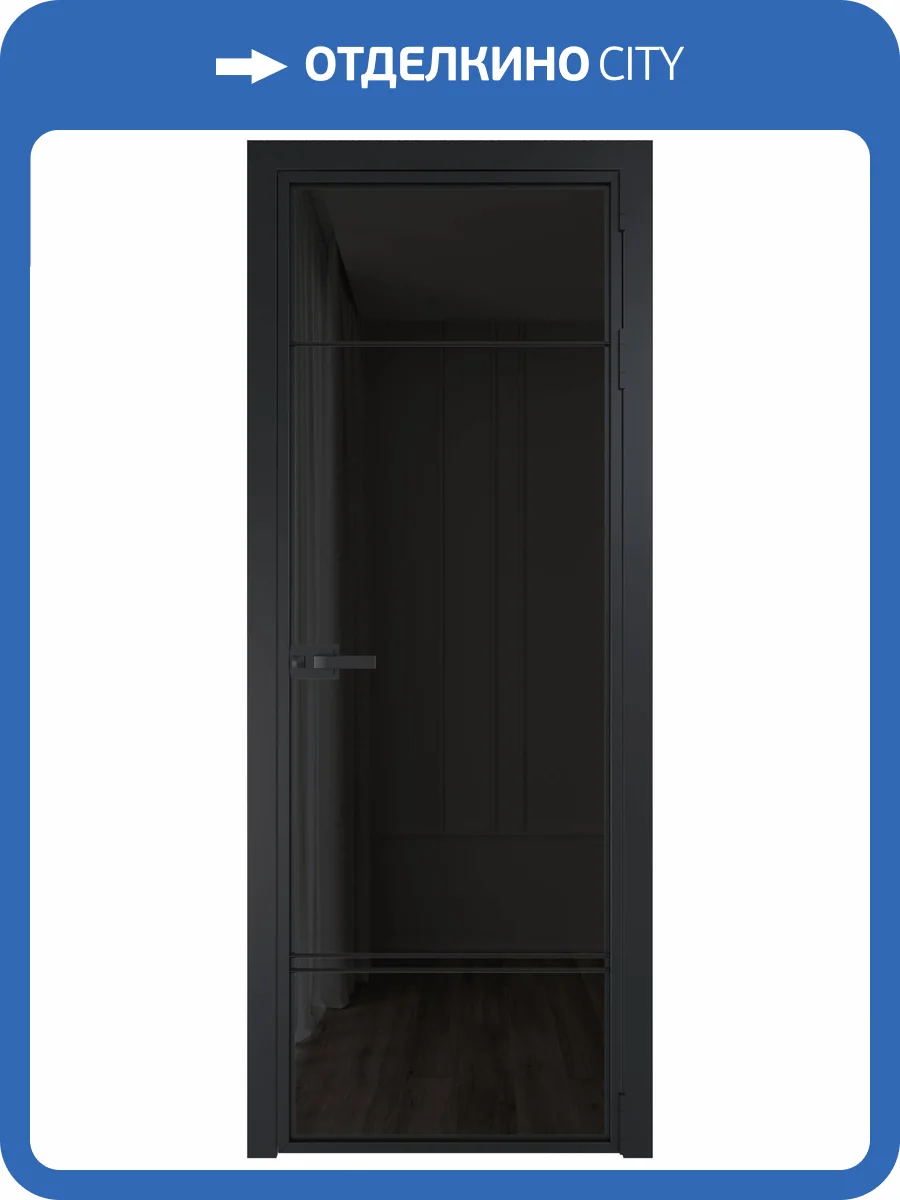 Межкомнатная дверь Profil Doors 4 AX цвет профиля Черный, стекло безопасное 6 мм черное тонированное 800x2000 фото 2