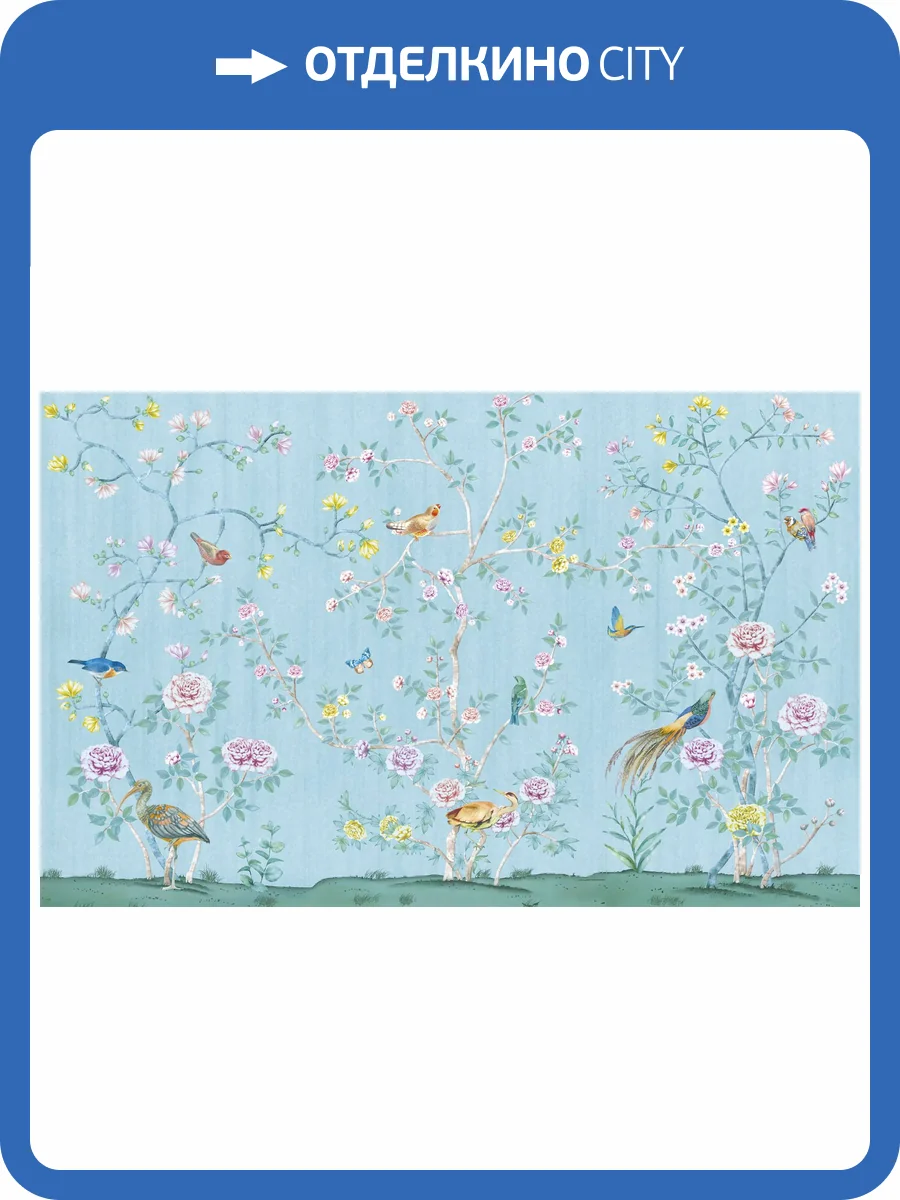 Бесшовные Eco обои Ortograf Flora 31272 Chinese garden blue Ворс+ ОЕ+ фото 2