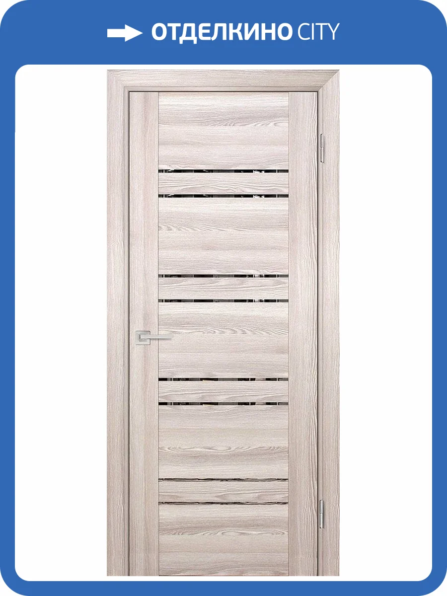 Межкомнатная дверь Profilo Porte экошпон PSK-1, остеклённая, зеркало, ривьера крен-экрю 700x2000 фото 2