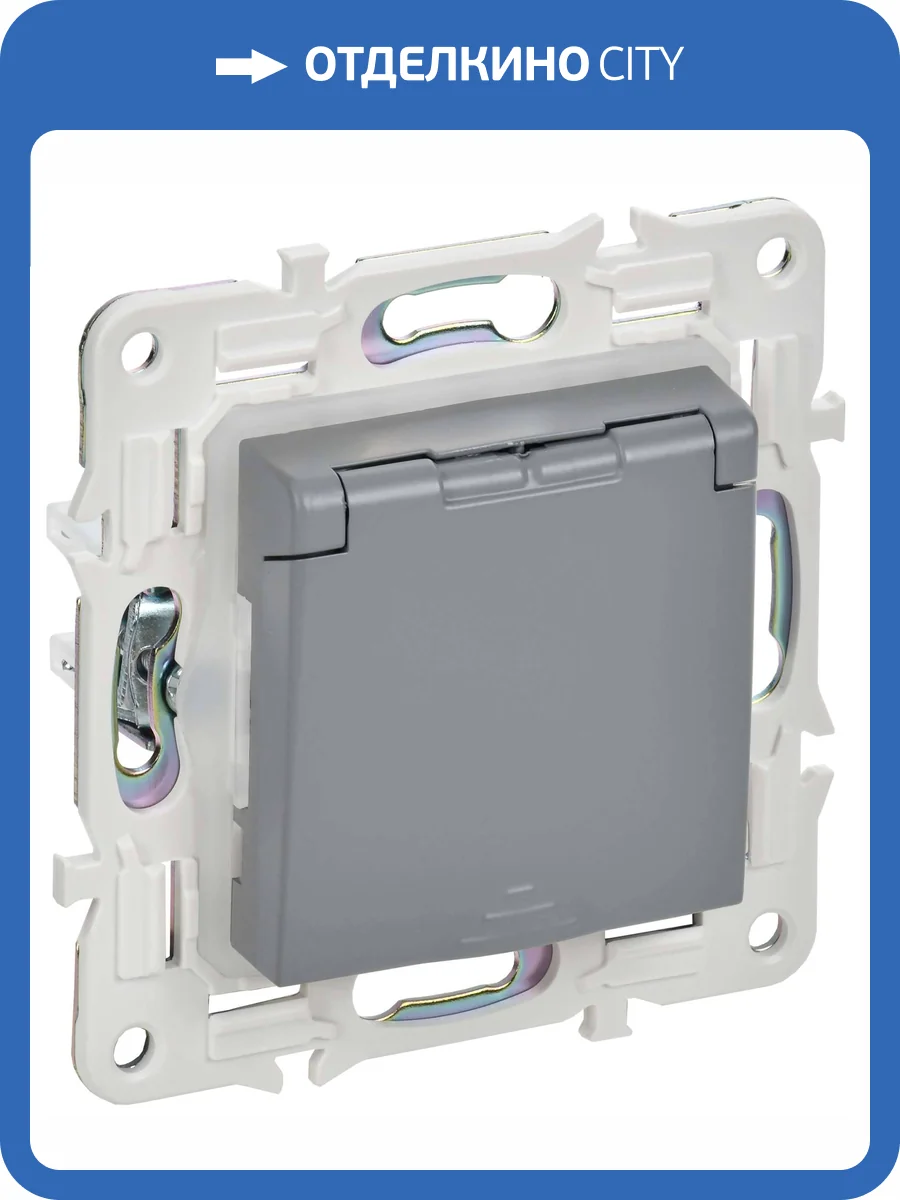 Розетка 1-местная с заземлением, шторками и крышкой IEK Skandy SK-R16-16-44-K03 серый фото 7