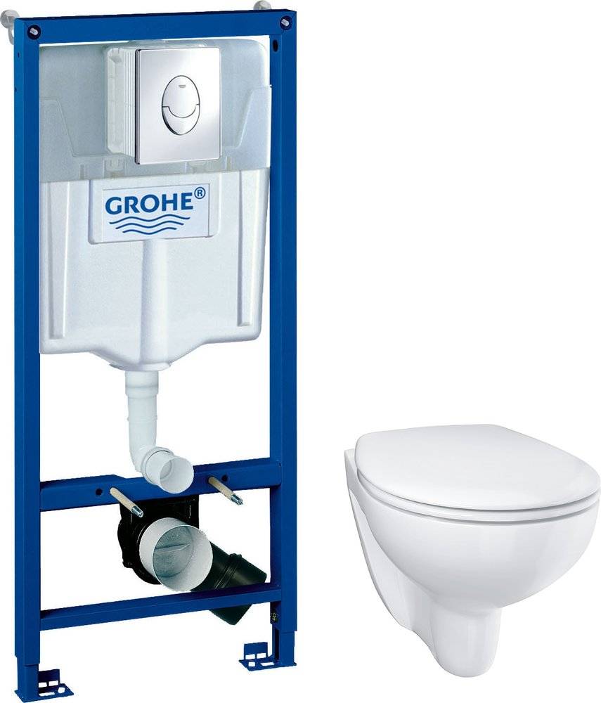 Комплект Инсталляция Grohe Rapid SL 3 в 1 с кнопкой хром + Унитаз Grohe ...