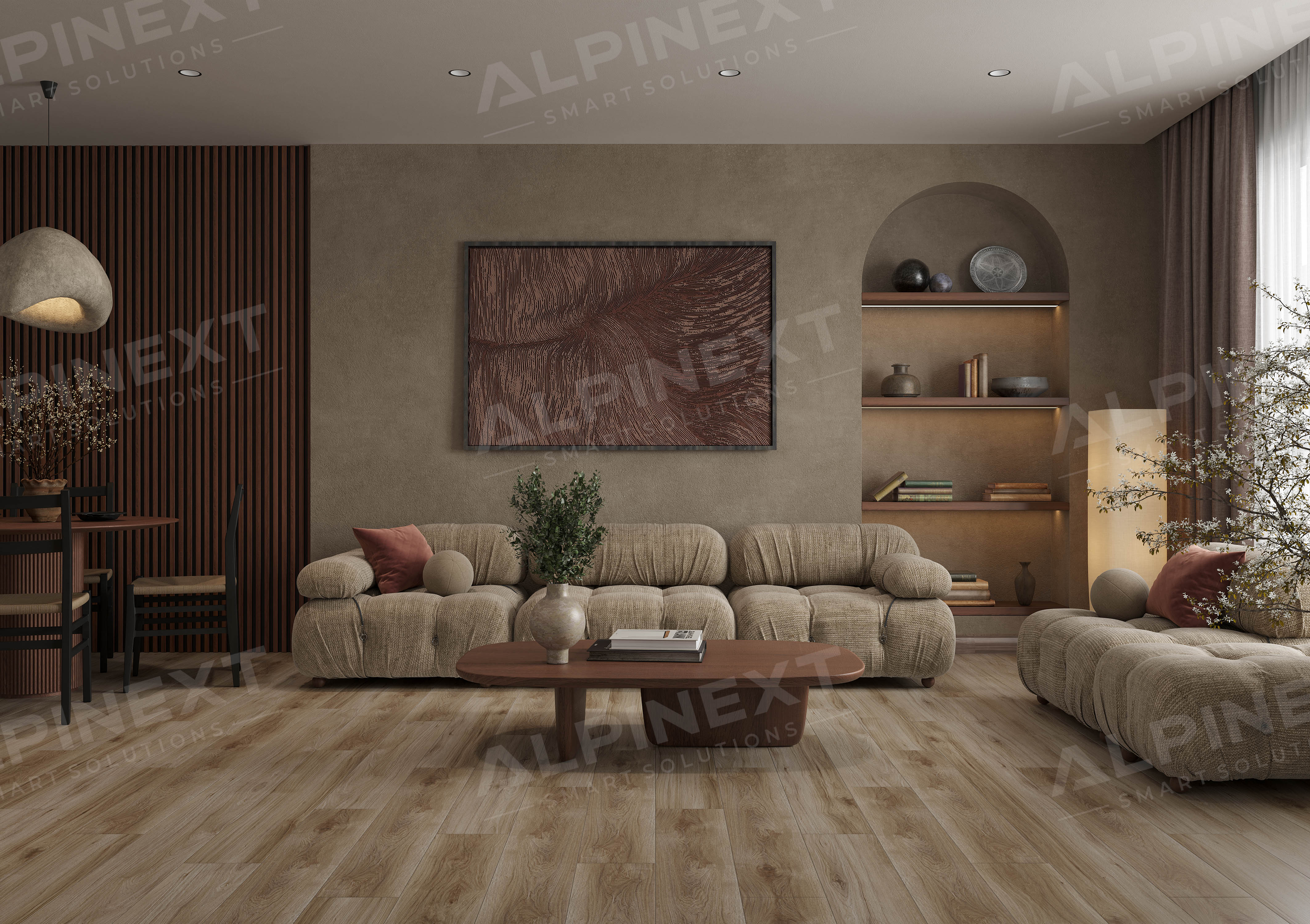 Ламинат Alpinext Quick Style 8/33 4V LF601-06 Дуб натур коричневый 1218x198 фото 4