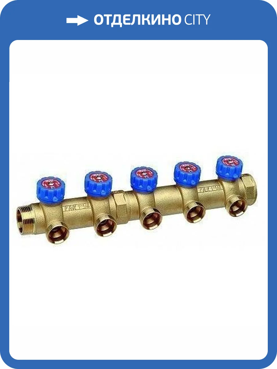 Регулирующий коллектор FAR 1 1/4 (НР - ВР) c 3-мя отводами М33х1,5 (межосевой 70 мм) фото 2