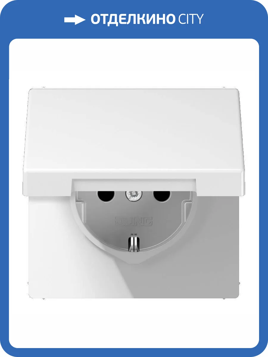 Розетка с заземлением с крышкой безвинтовой зажим Jung белая LS1520KLWW фото 2
