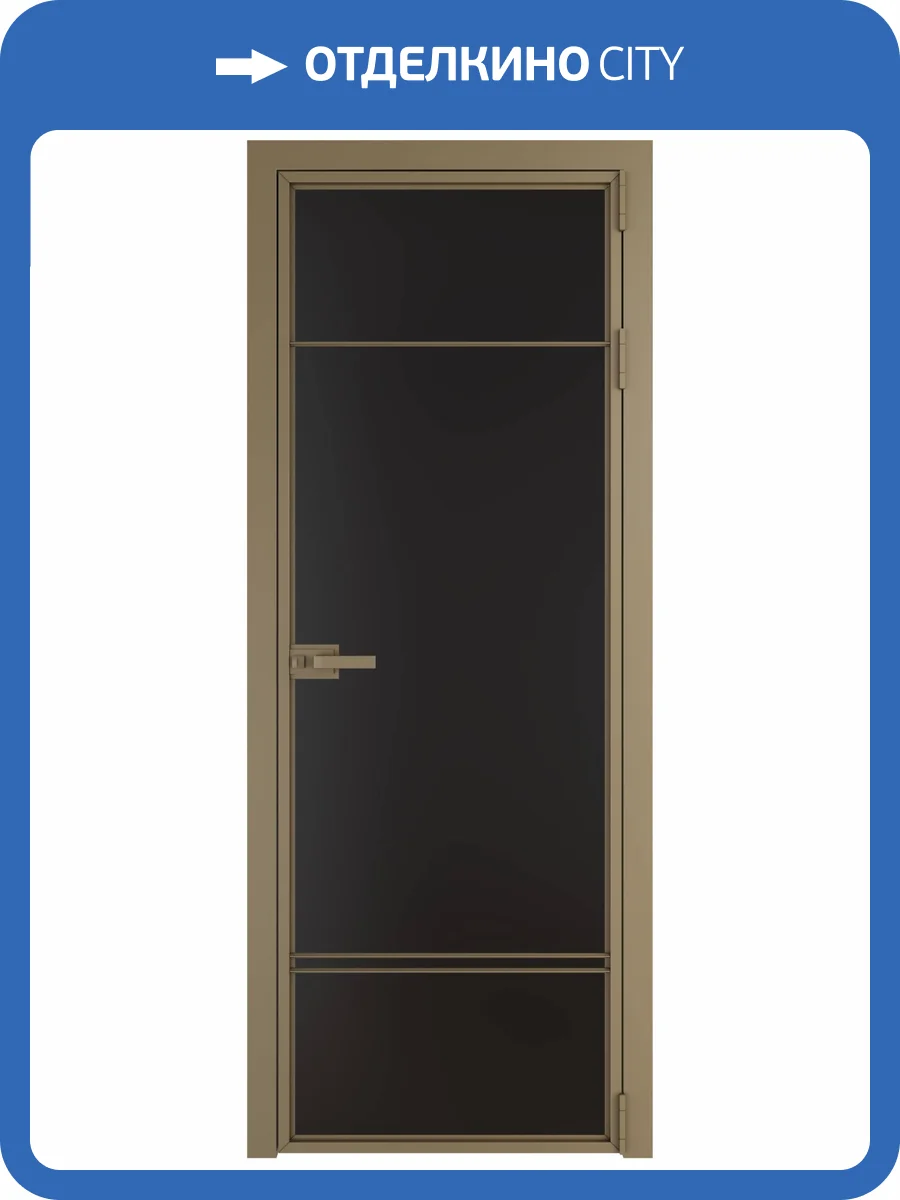 Межкомнатная дверь Profil Doors 4 AX цвет профиля Шампань, стекло безопасное 6 мм монохром черный 600x2000 фото 2