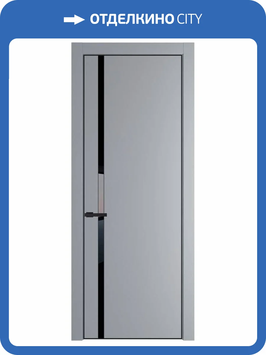 Межкомнатная дверь Profil Doors 21 PE полотно Смоки, кромка алюминиевая с четырех сторон черная, стеклянная вставка черный лак 700x2000 фото 2