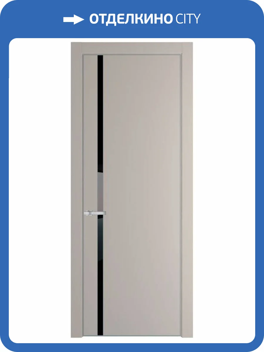 Межкомнатная дверь Profil Doors 21 PE полотно Сэнд, кромка алюминиевая с четырех сторон матовая, стеклянная вставка черный лак 800x2000 фото 2