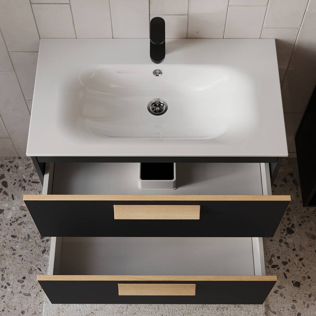 Тумба с раковиной Terminus Noto NOT10802099901O черный soft touch, 80x62 фото 2