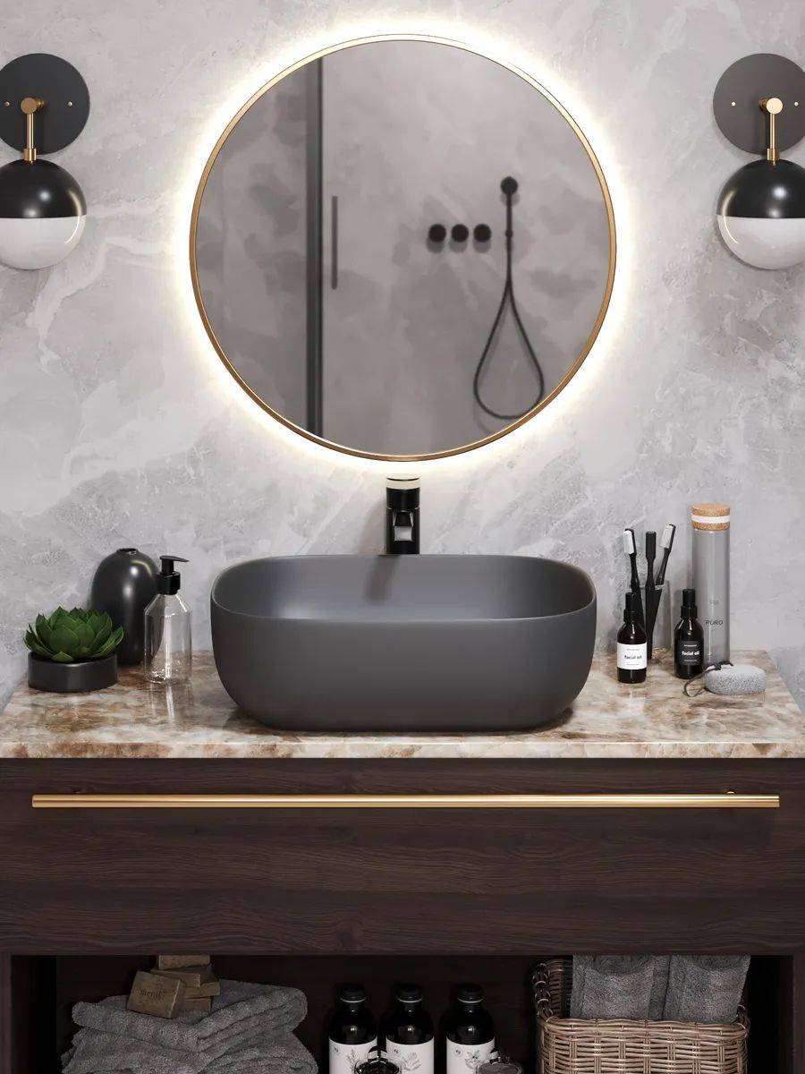 Раковина Watersense Rita 50 W00053 графит матовый фото 7