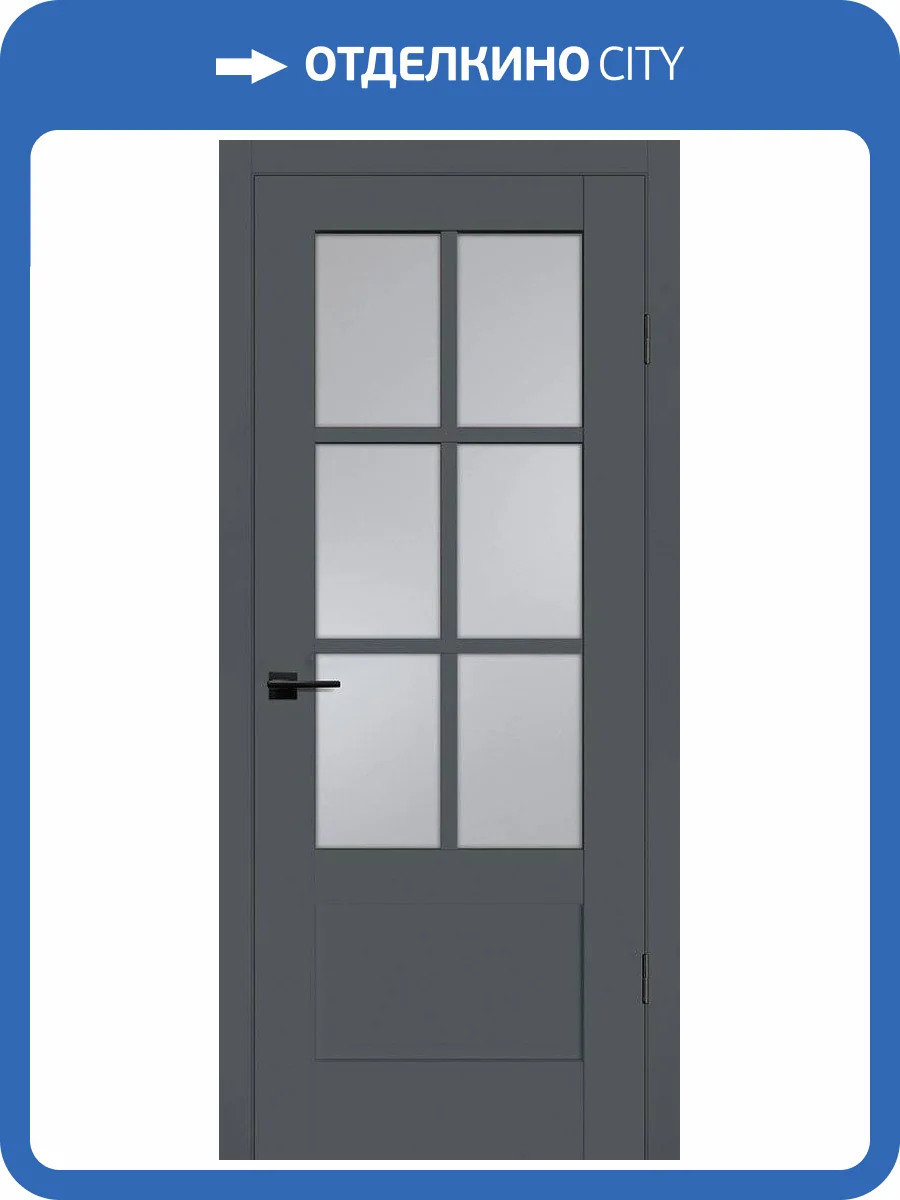 Межкомнатная дверь Profilo Porte экошпон PSC-43, остекленная, графит 900x2000 фото 2