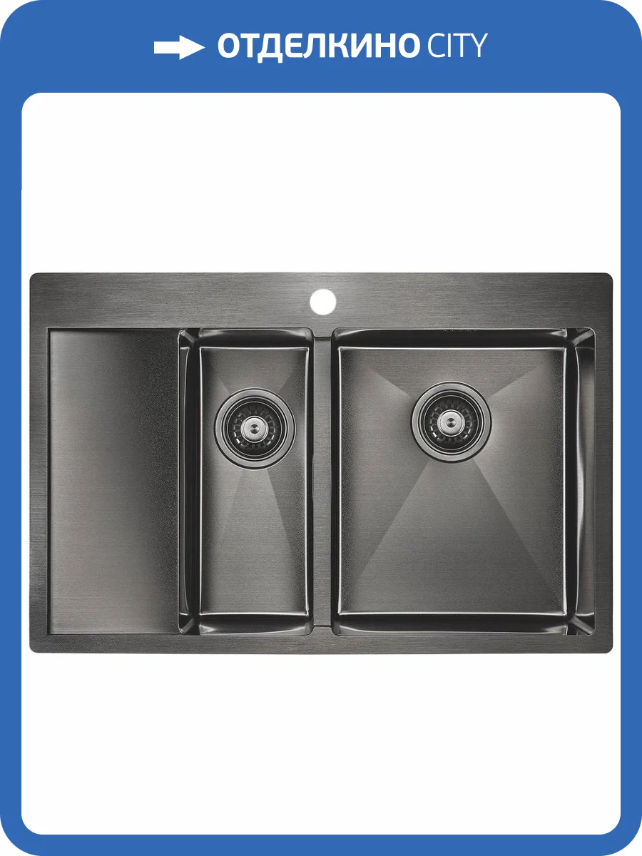 Мойка кухонная Paulmark Liga PM227851-GMR вороненая сталь R фото 4