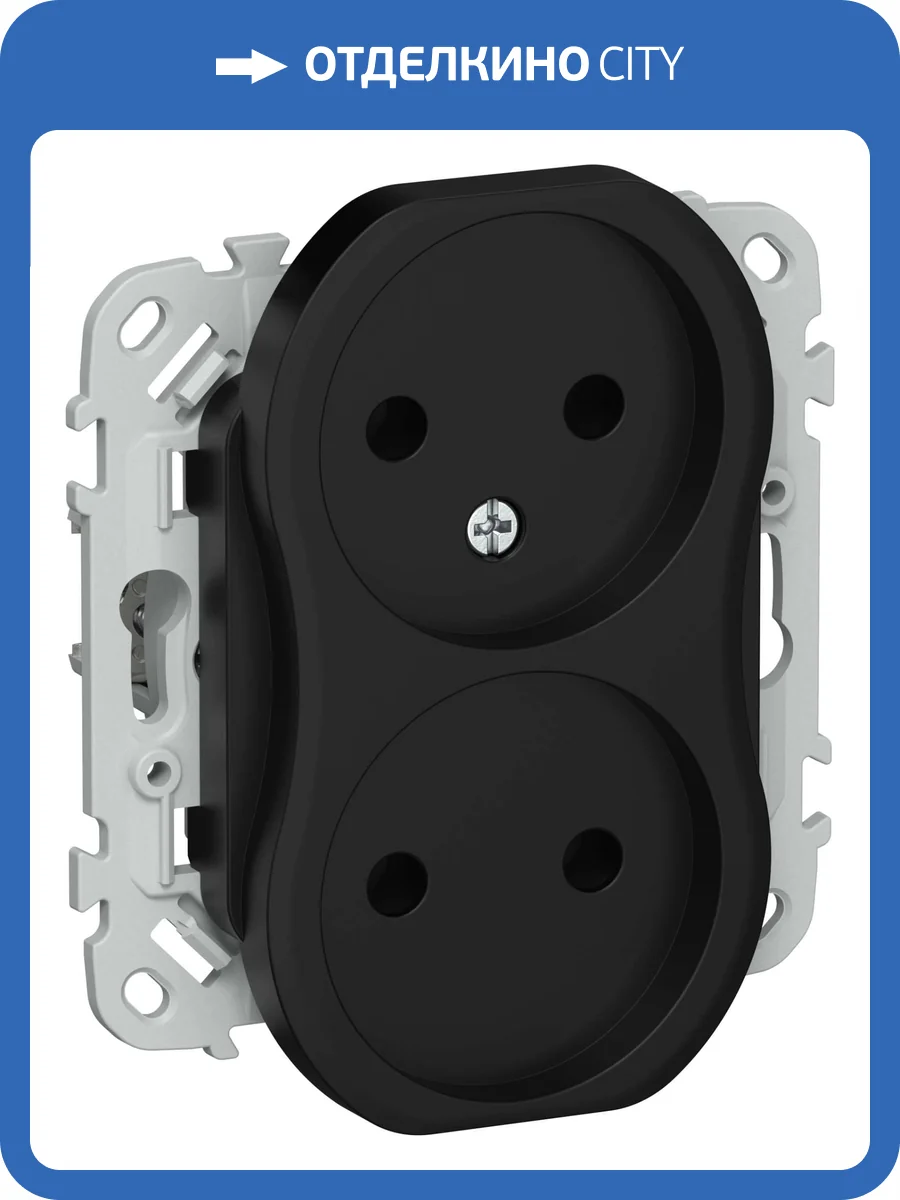 Розетка 2-местная IEK Flite FI-R20-10-1-K02 черный фото 3