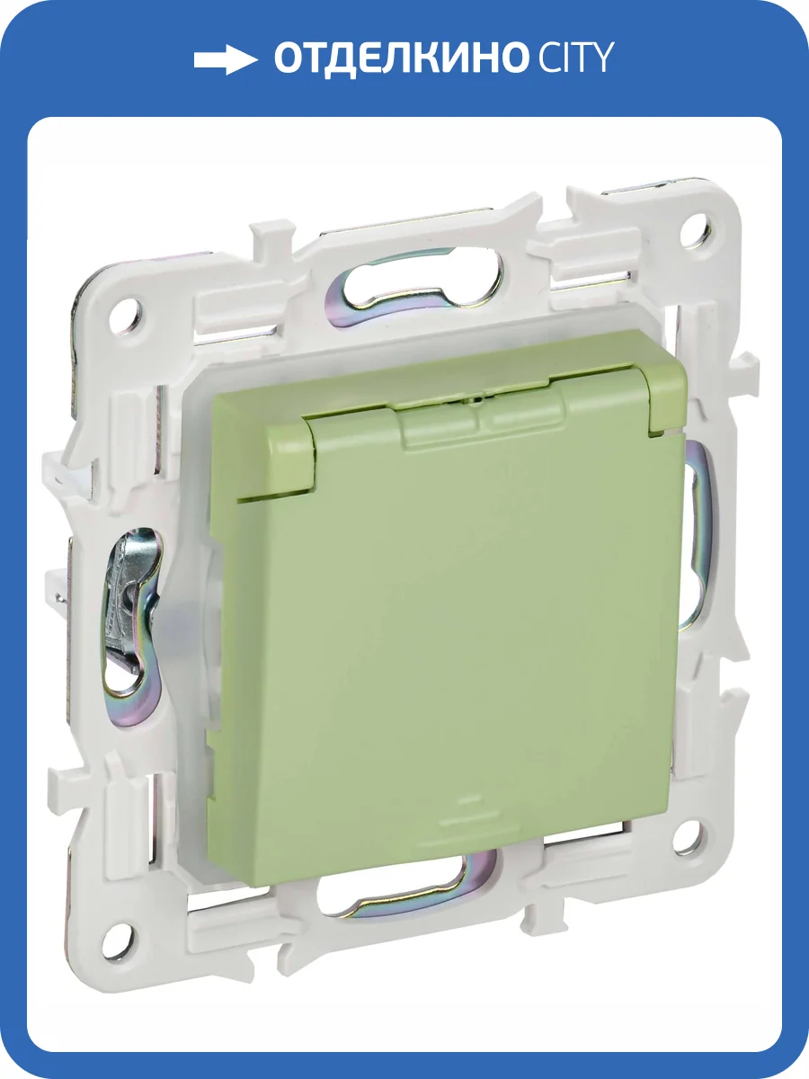 Розетка 1-местная с заземлением, шторками и крышкой IEK Skandy SK-R16-16-44-K06 мятный фото 6