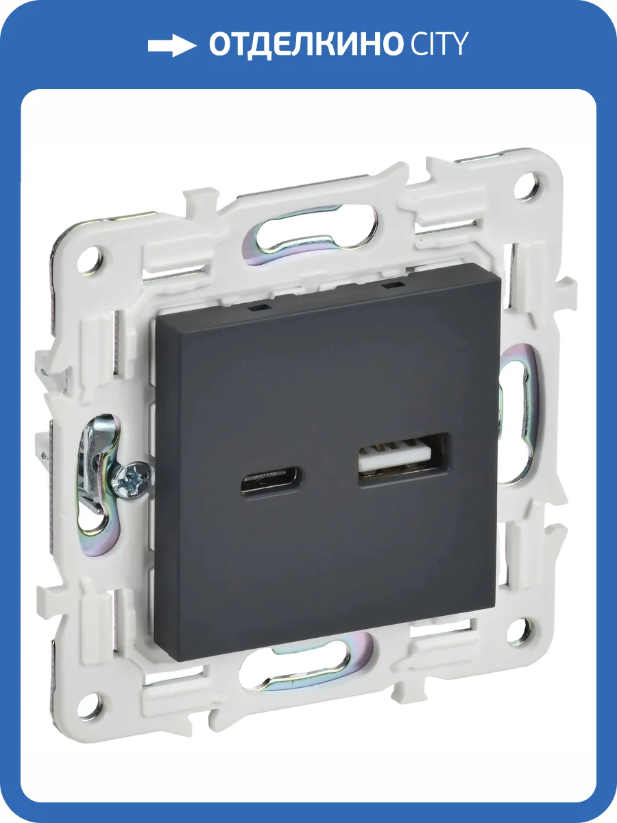 Розетка USB type A+C IEK Skandy SK-U22-018-K53 графит фото 3