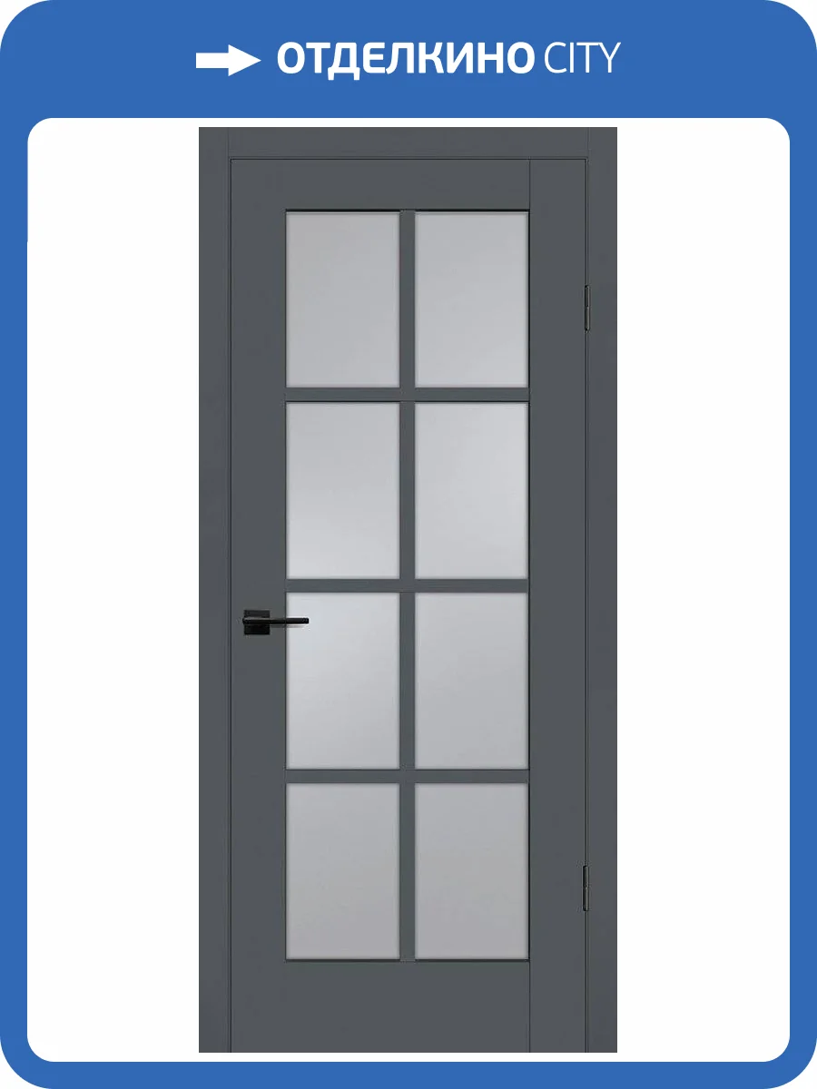 Межкомнатная дверь Profilo Porte экошпон PSC-41, остекленная, графит 900x2000 фото 2
