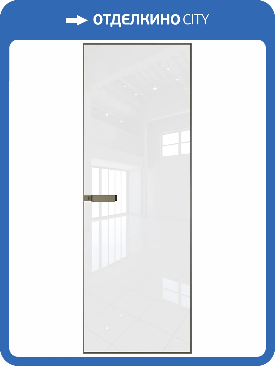 Межкомнатная дверь Profil Doors 1 AGN цвет профиля Шампань, стекло безопасное 4 мм lacobel белый лак 700x2000 фото 2