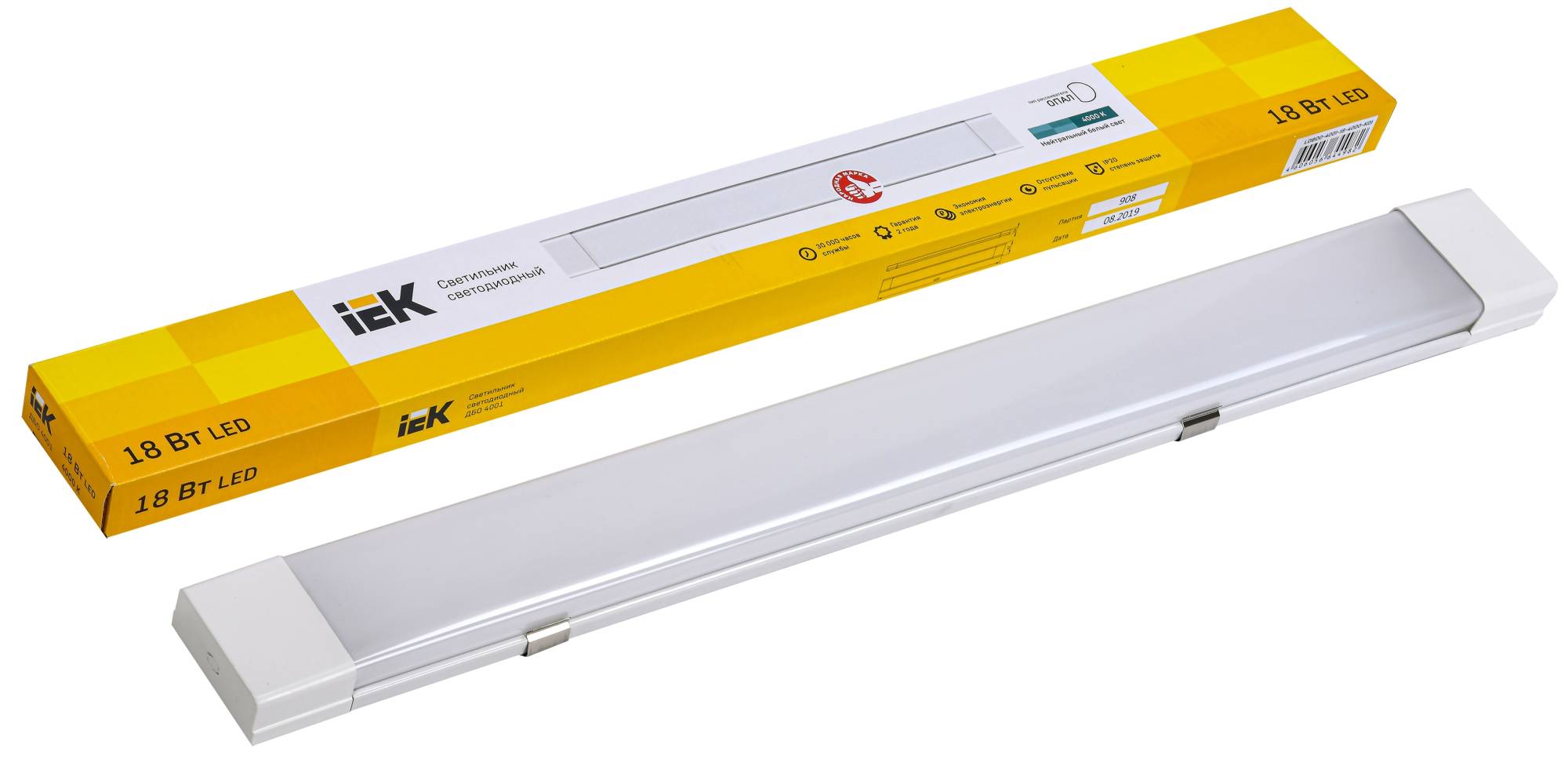 Настенно-потолочный линейный светодиодный светильник IEK ДБО 4001 LDBO0-4001-18-4000-K01 фото 8