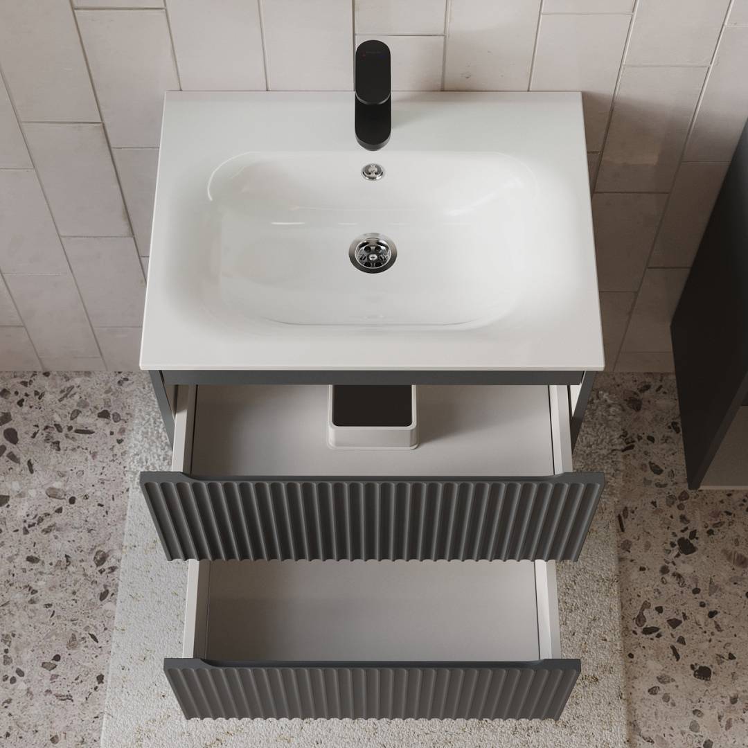 Тумба с раковиной Terminus Sicilia SIC10602701601O графит , 60x62 фото 2