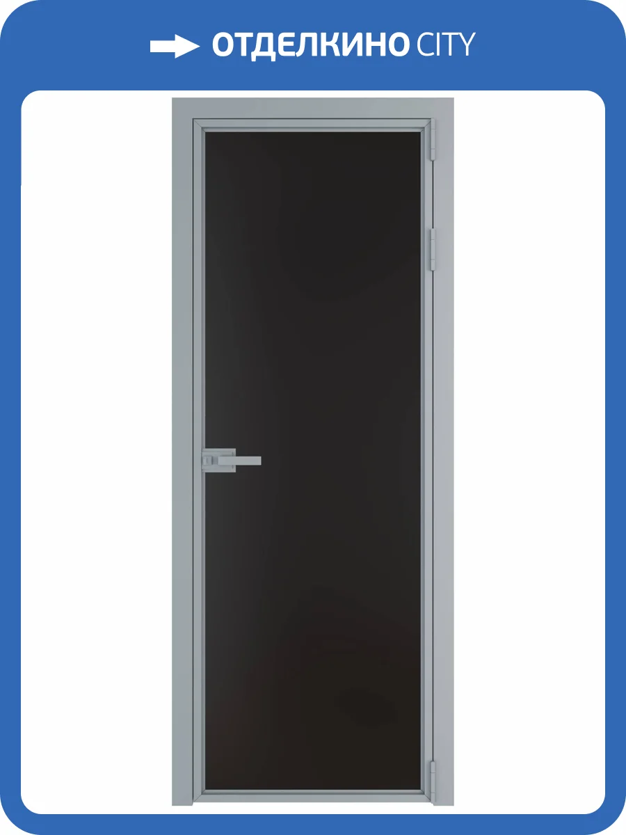 Межкомнатная дверь Profil Doors 1 AX цвет профиля Серебро, стекло безопасное 6 мм монохром черный 600x2000 фото 2