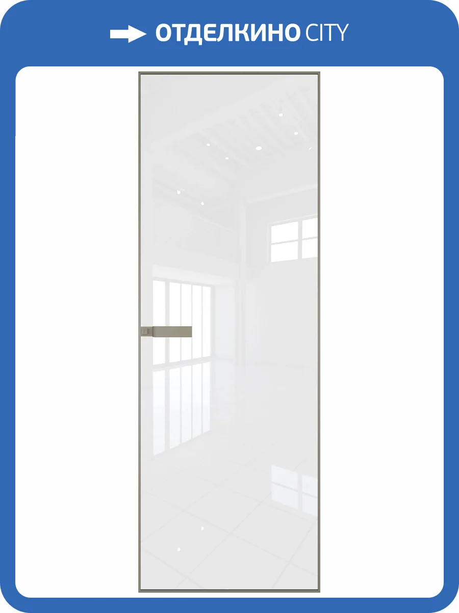 Межкомнатная дверь Profil Doors 1 AGN цвет профиля Никель матовый, стекло безопасное 4 мм lacobel белый лак 600x2000 фото 2