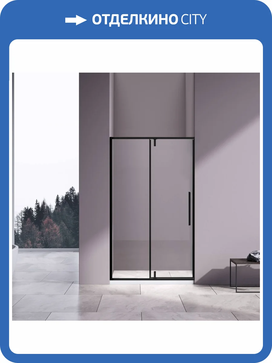 Душевая дверь в нишу Vincea Slim-N VDP-4SN120CLB профиль черный, стекло прозрачное, 120x195 фото 6