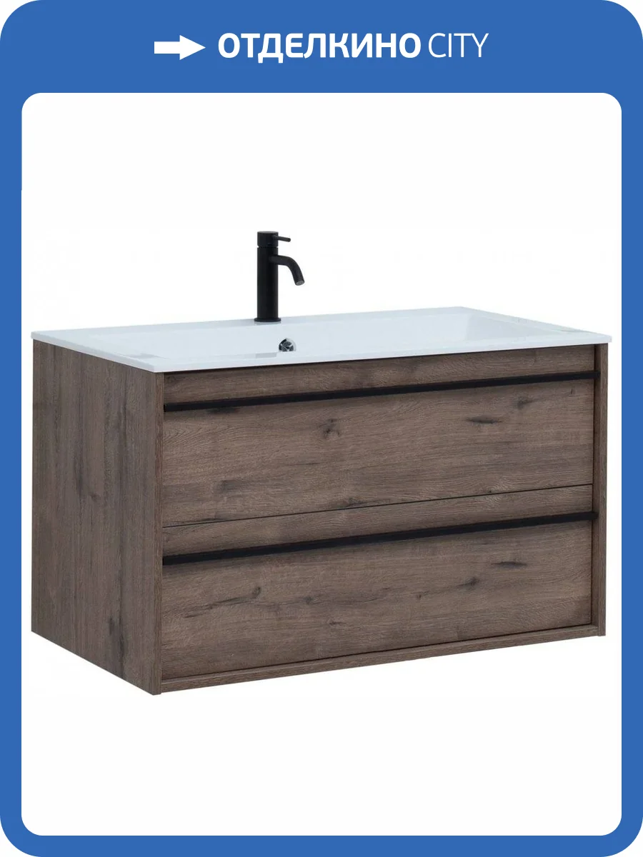Тумба с раковиной Aquanet Lino 90 дуб веллингтон фото 7