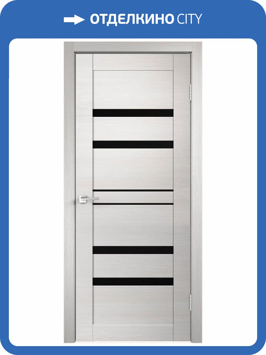 Дверное полотно экошпон VellDoris LINEA 6 VD013901 Лакобель черное 800x2000 фото 2