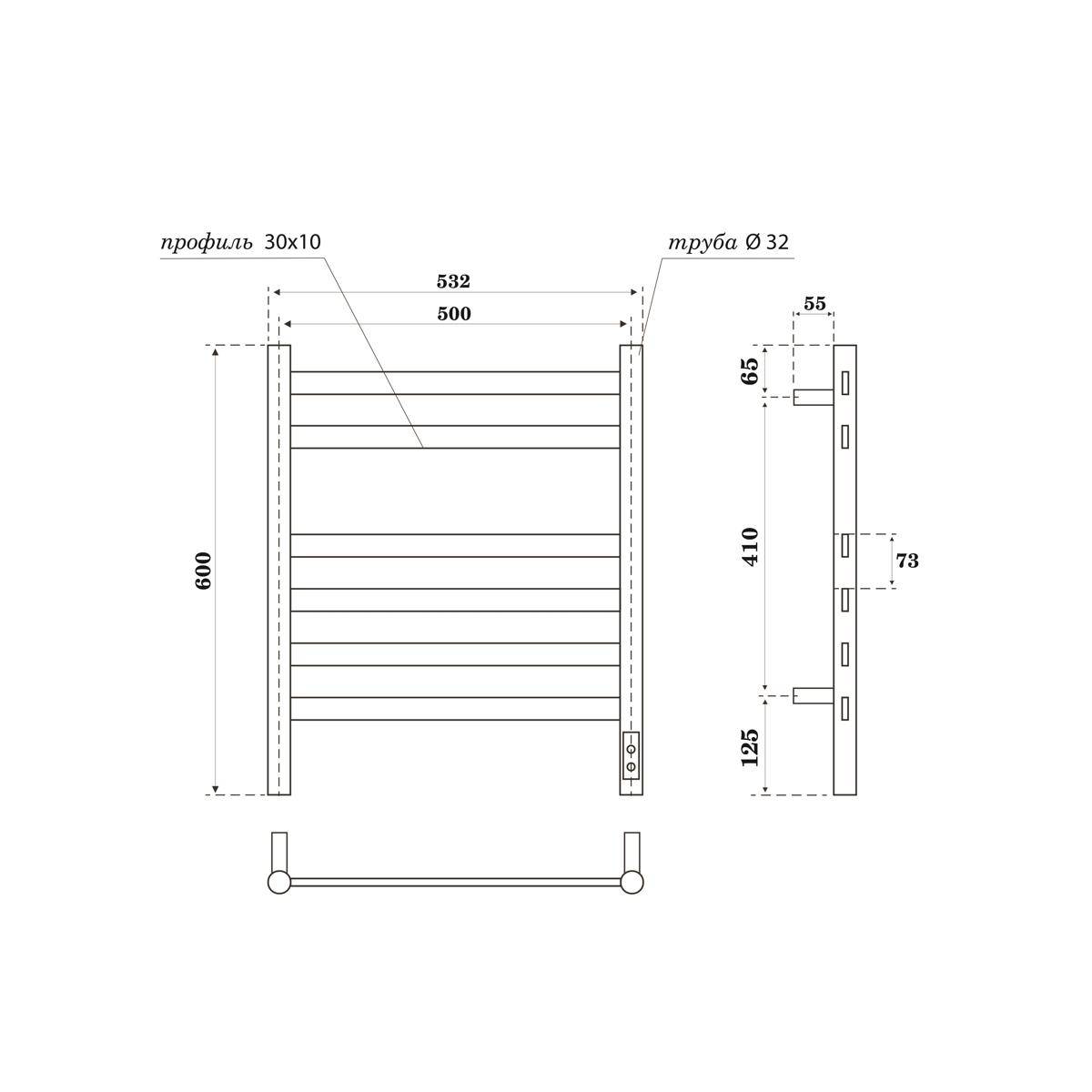 Полотенцесушитель электрический Apextermo Сфера SF00165GM графит матовый, 60x50 фото 3