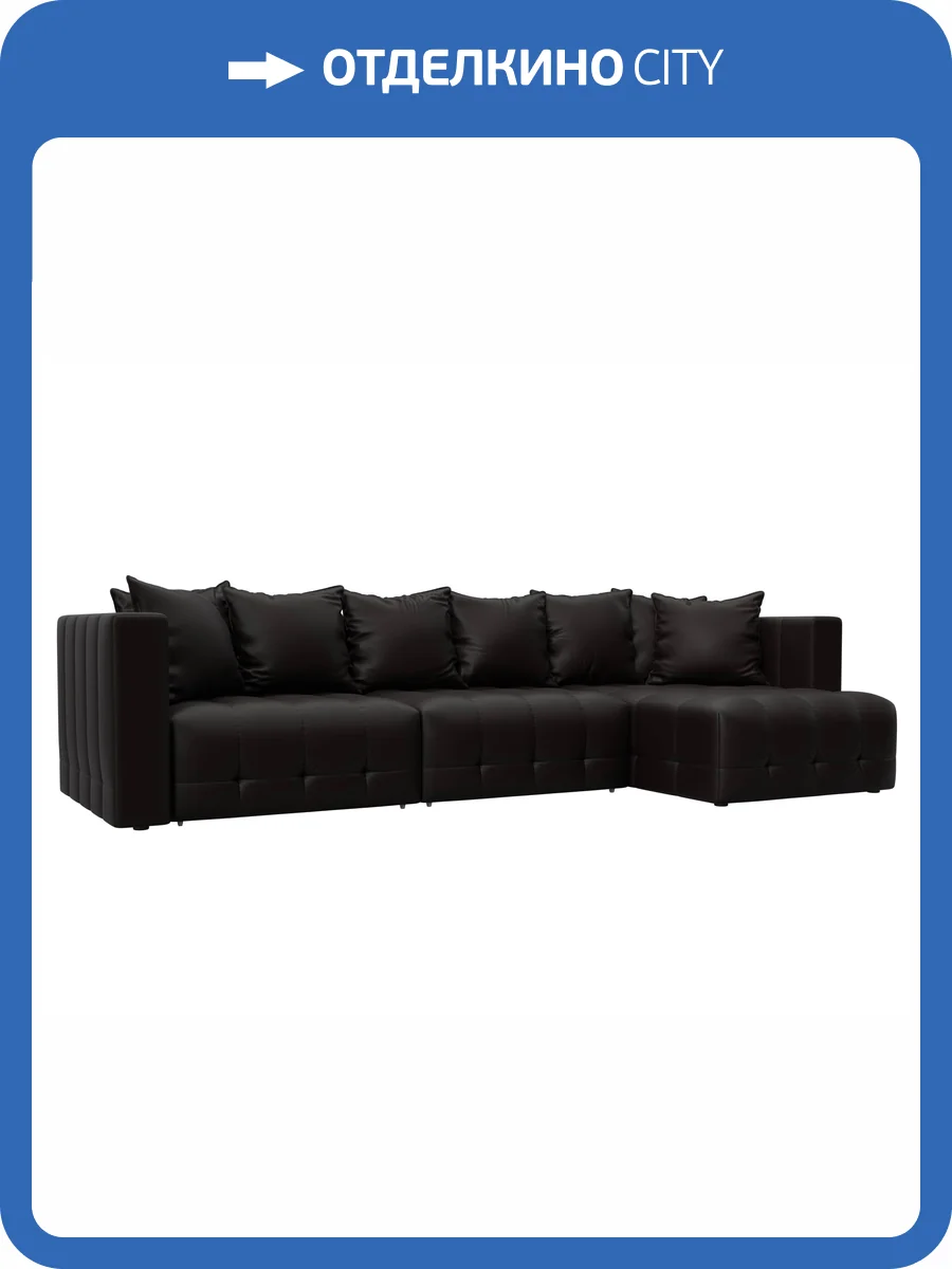 Диван угловой Лига Диванов Лига-052 НПБ Лонг 129915 GRIFON 12 коричневый, угол универсальный фото 10