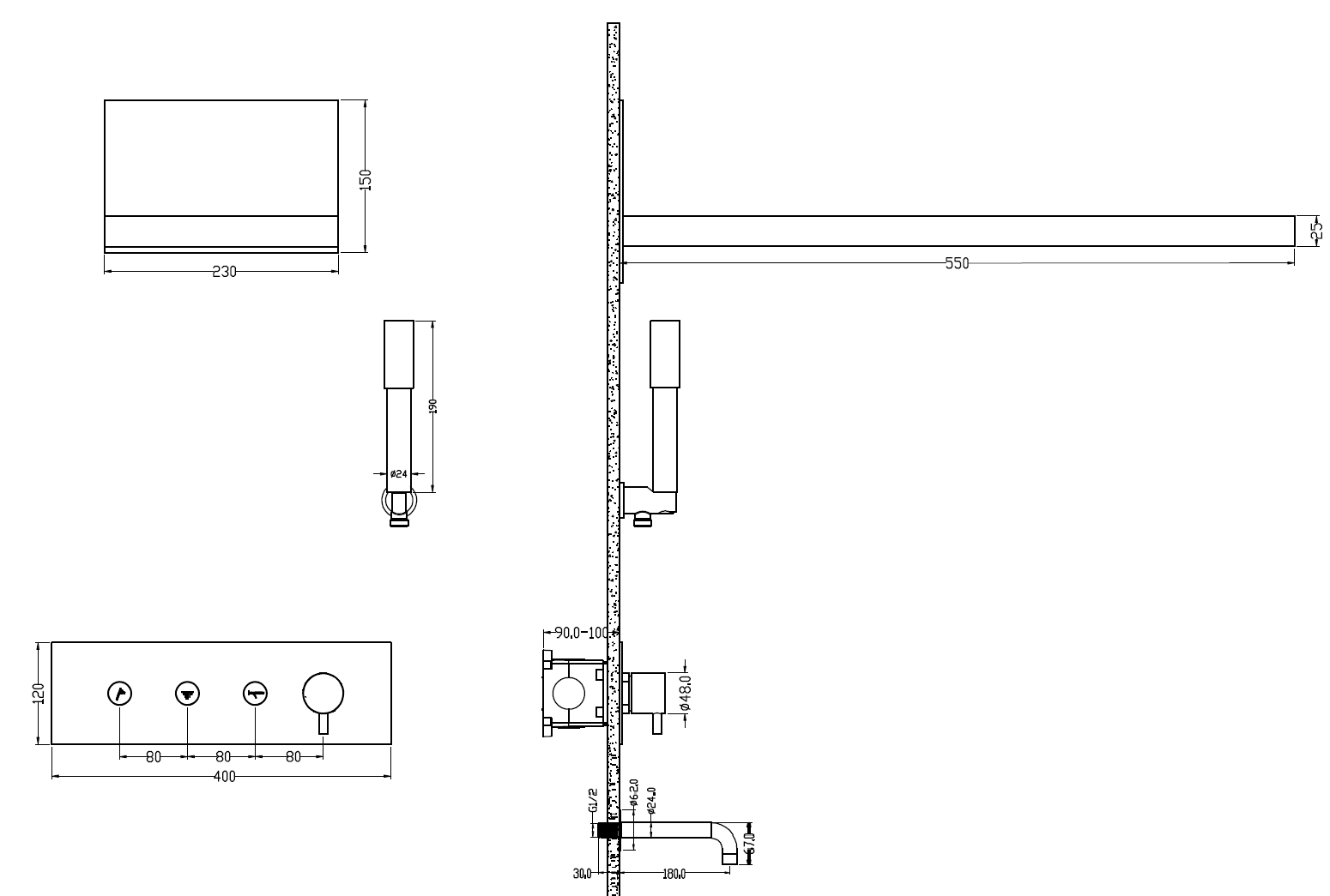 Душевой комплект Boheme Fusion 130-2-CB трехпозиционная с изливом, Copper Brushed фото 2
