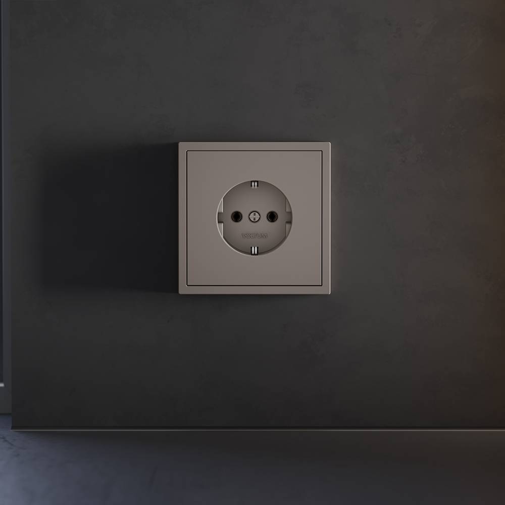 Лицевая панель для розетки с заземлением Voltum S70 VLS000614 капучино фото 3