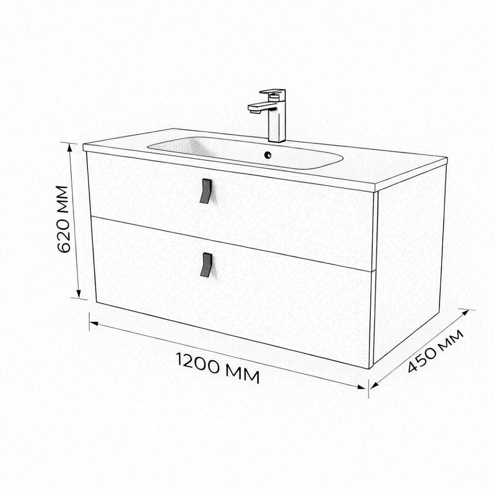Тумба с раковиной Terminus Kontur KON101202200001O венге, графит, 120x62 фото 3