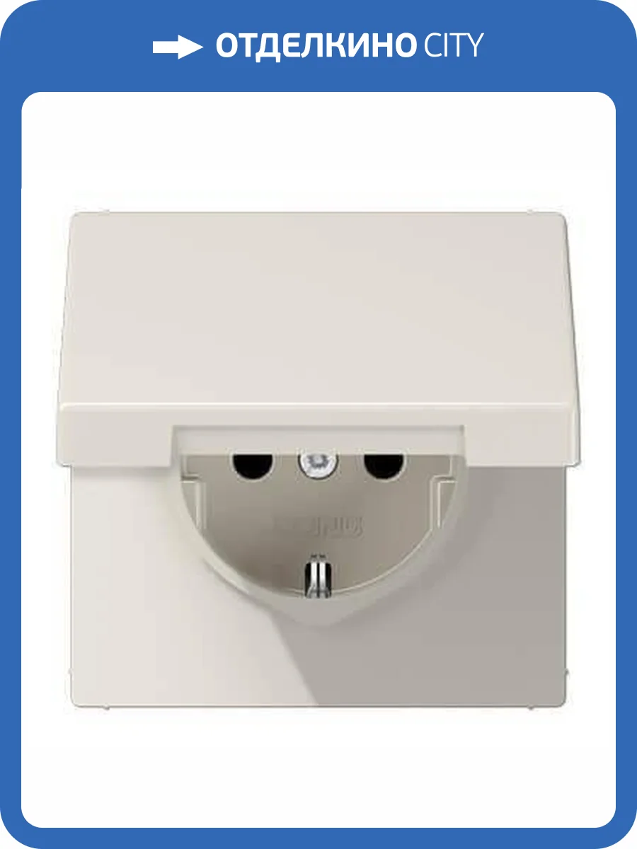 Розетка с заземлением с крышкой безвинтовой зажим Jung LS 990 бежевая LS1520KL фото 2